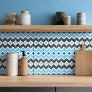Modern Blue Grey Herringbone Chevron Pattern Tile
