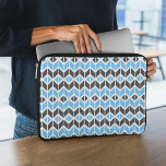 Modern Blue Grey Herringbone Geometric Pattern Laptop Sleeve<br><div class="desc">This laptop sleeve features a colourful geometric herringbone pattern in blue,  dark grey,  and white.</div>
