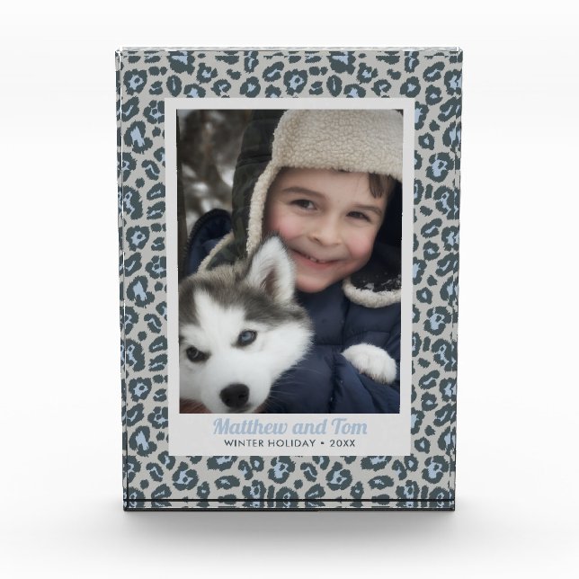 Modern Blue Grey Leopard Print Custom Photo (Front)