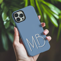 Modern Blue Grey Monogram Initials Contemporary