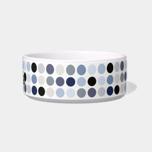 modern blue grey polka dots pattern monogram bowl