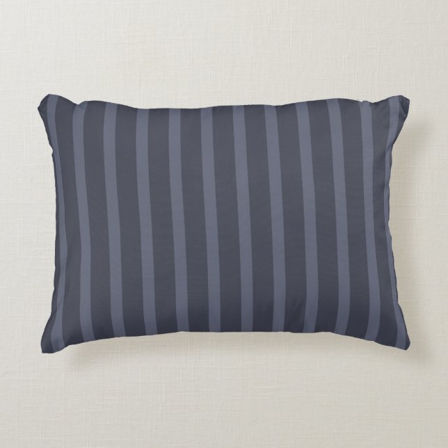 Modern Blue Grey Striped Decorative Cushion (Front)