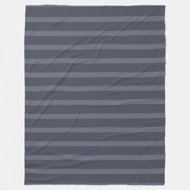 Modern Blue Grey Striped Fleece Blanket (Front)