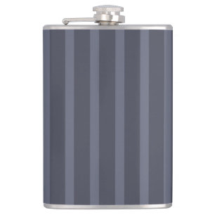 Modern Blue Grey Striped Hip Flask