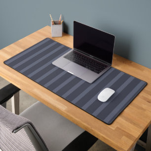 Modern Blue Grey Striped Mousepad Desk Mat