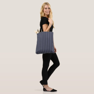 Modern Blue Grey Striped Tote Bag