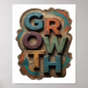 Modern Blue GROWTH Artistic Motif Poster