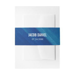 Modern Blue Grunge Bar Mitzvah Invitation Belly Band