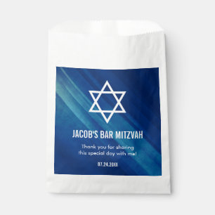 Modern Blue Grunge Bar Mitzvah Personalised Favour Bags