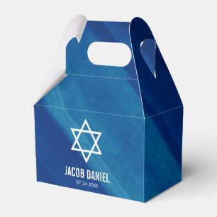 Modern Blue Grunge Bar Mitzvah Personalised Favour Box