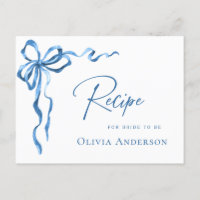 Modern Blue Hand Drawn Bow Bridal Shower Recipe