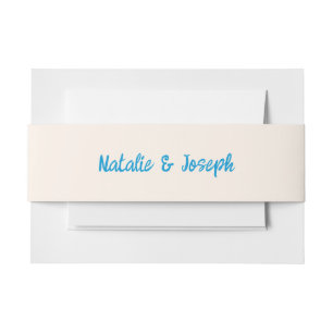 Modern Blue Hand Written Retro Unique Wedding      Invitation Belly Band
