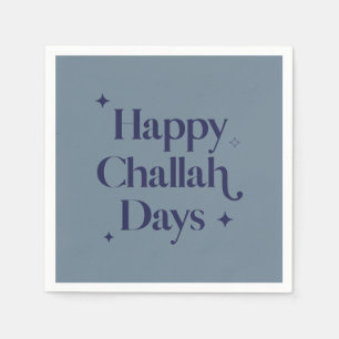 Modern Blue Happy Challah Days Hanukkah  Napkin