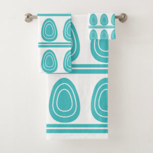Modern Blue Happy Easter Eggs Pattern  Bath Towel Set