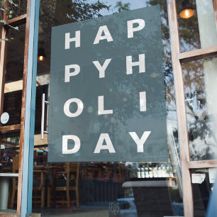 Modern Blue Happy Holiday Window Cling