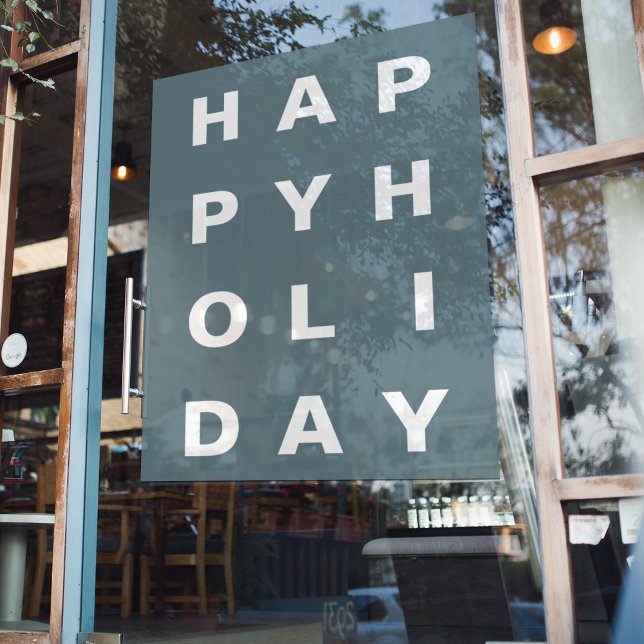 Modern Blue Happy Holiday Window Cling (Creator Uploaded)