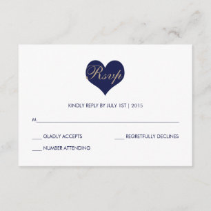 Modern Blue Heart and Stripe - RSVP Card