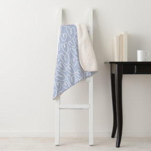 Modern Blue Heart Sherpa Blanket