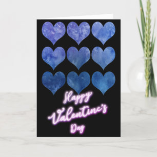 Modern Blue Heart Valentine's Day Holiday Card
