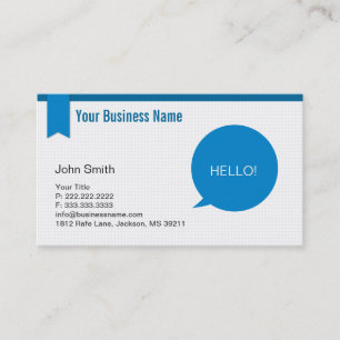 Modern Blue Hello Business Card