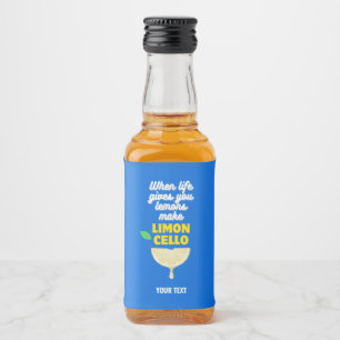 Modern Blue Homemade Lemons Party Limoncello  Liquor Bottle Label