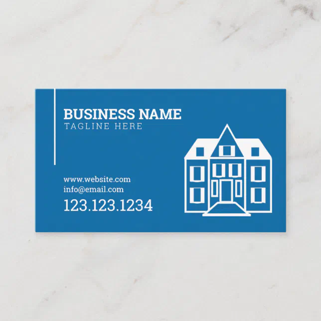 Modern Blue House Building Construction Company Business Card | Zazzle