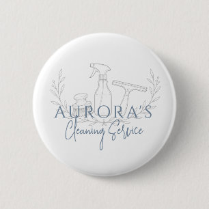 Modern Blue House Cleaning And Maid Service 6 Cm Round Badge