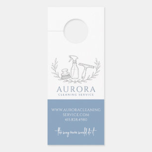Modern Blue House Cleaning And Maid Service Door Hanger