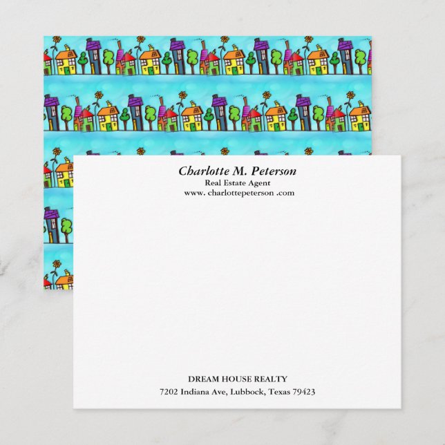 Modern Blue House Real Estate Agent  Card (Front/Back)