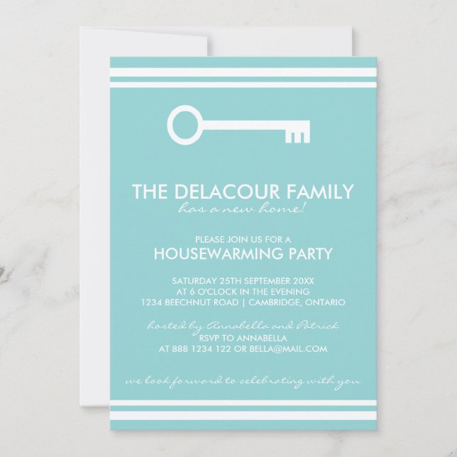 Modern Blue Housewarming Party Invitation (Front)