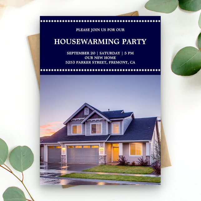 Modern Blue Housewarming Party Photo Invitation (Creator Uploaded)