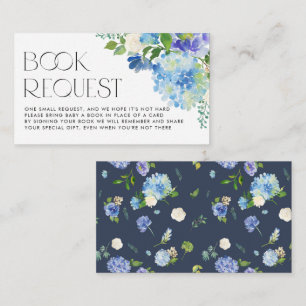 Modern Blue Hydrangea Baby Shower Book Request Enclosure Card