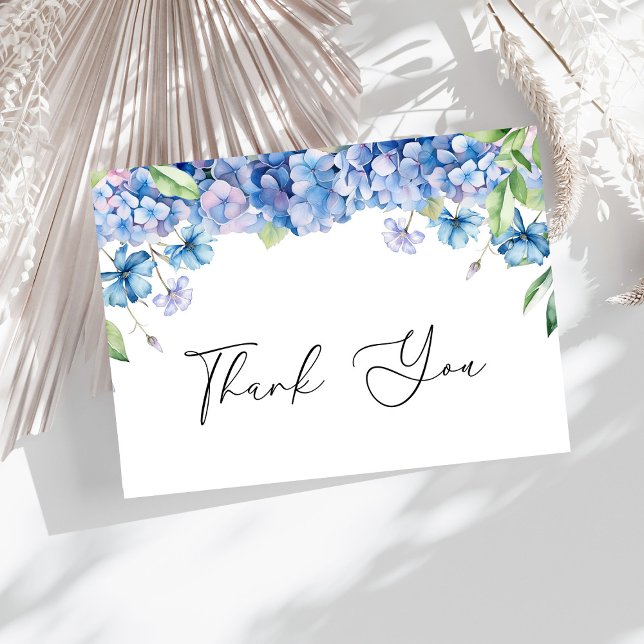 Modern Blue Hydrangea Floral Bridal Shower Thank You Card (Creator Uploaded)