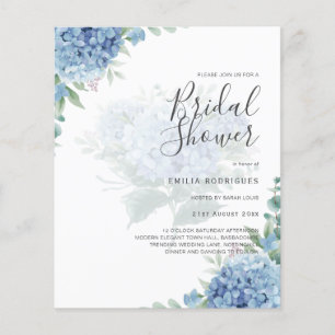 Modern Blue Hydrangea PHOTO Bridal Shower Invites Flyer