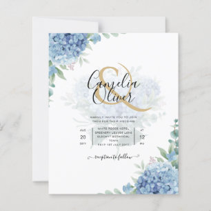 Modern Blue Hydrangea Wedding Invitation QR Code