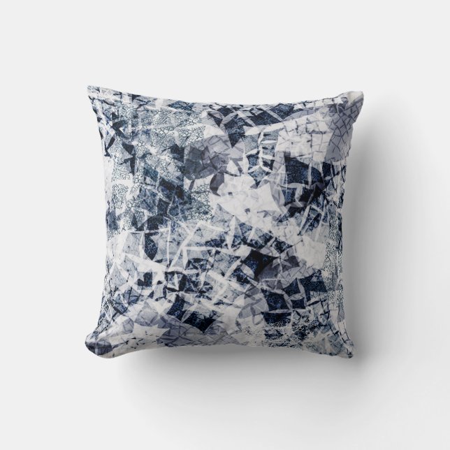 Modern blue Ice Crystals Cushion (Front)