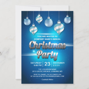 Modern Blue Impressive Corporate Christmas Party Invitation