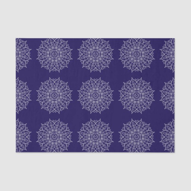 Modern Blue Indigo Mandala Boho Decoupage Gift Tissue Paper (Front)