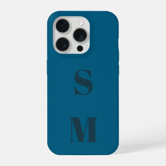 Modern blue initial minimal contemporary iPhone 15 pro case