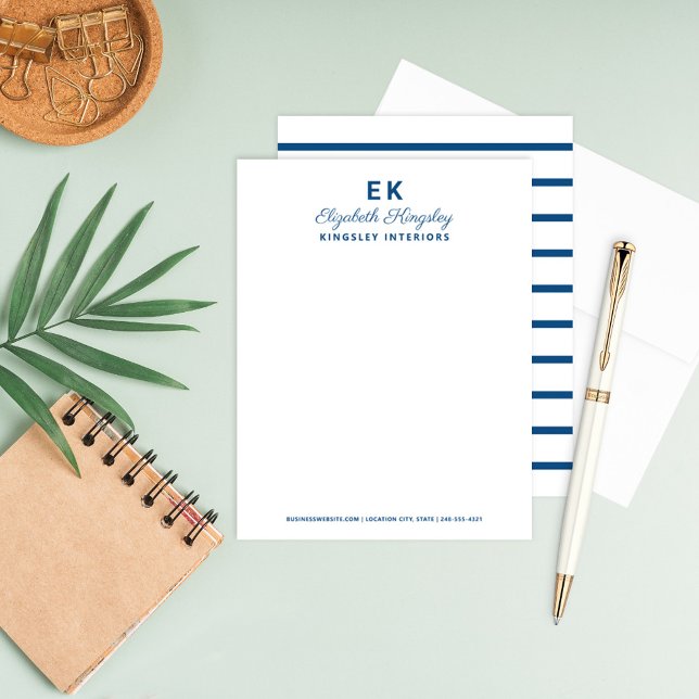Modern Blue Initials Monogram Business Card (Creator Uploaded)