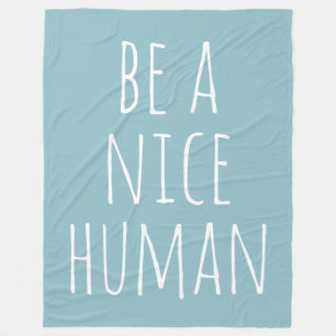 Modern Blue Inspirational Quote Kindness Text Fleece Blanket