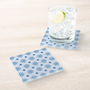Modern Blue Inspired Lotus Motif Coaster