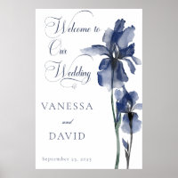 Modern Blue Iris Flower Centred Wedding
