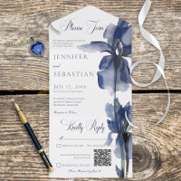 Modern Blue Iris Flower QR Code
