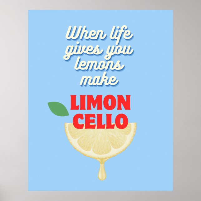 Modern Blue Italian Limoncello Kitchen Bar  Poster (Front)