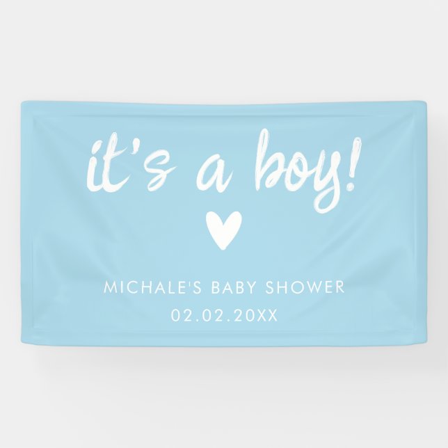 Modern Blue it's a BOY Baby Shower Banner (Horizontal)