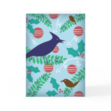 Modern Blue Jay Happy Holiday Card