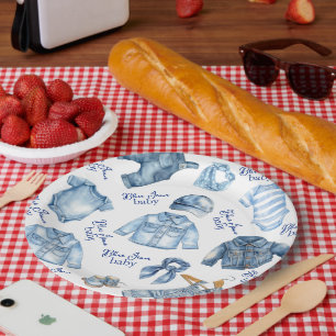 Modern Blue Jean Baby Denim Themed Baby Shower Paper Plate