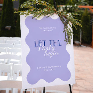 Modern Blue Lavender Wave Frame Wedding Party Sign