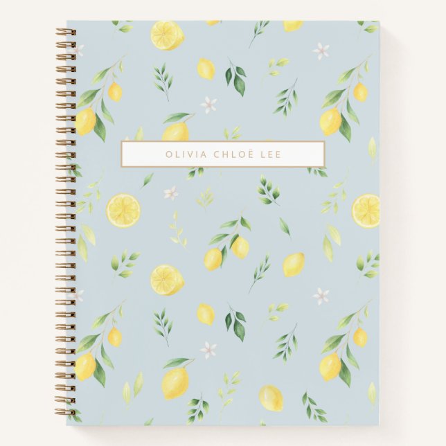 Modern Blue Lemon Notebook – Fully Personalise (Front)